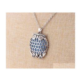 Pendant Necklaces Pretty Owl Aromatherapy Necklace Essential Magnetic Closure Locket Drop Delivery Jewelry Pendants Dhcda