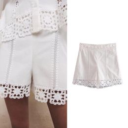 Women's Shorts Summer Zar Fashion Crochet White Lace Hollow Short Straight Girl Style Age-reducing PL2656Women's