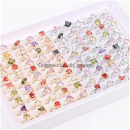 Solitaire Ring Wholesale 20Pcs/Lot Fashion Sparkling Zircon Rings For Women Colorf Engagement Wedding Jewerly Party Gift 16Mm19Mm D Dh0Qp