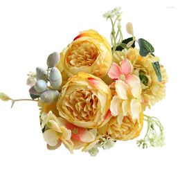 Decorative Flowers Artificial Peonies 5 Heads Faux Fake Floral Arrangements Flower Centrepieces For Table Home Decor Indoor