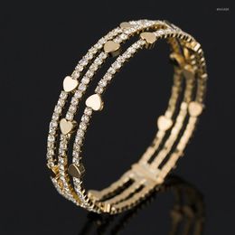 Bangle Fashion Elegant Women 3 Row Wristband Bracelet Crystal Cuff Bling Lady Gift Bracelets & Bangles B020