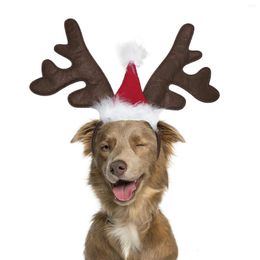 Dog Apparel Christmas Costume Headwear Accessories Dogs Elk Reindeer Antler Headband With Santa Hat Pet