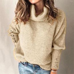 Women's Sweaters Women Fashion Sweater Solid Buttons Sleeve Casual Loose Warm Top Pullovers Sueters De Mujer Clothing