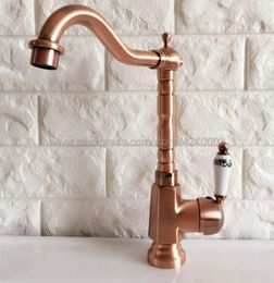 Kitchen Faucets Antique Red Copper Mixer Cold And Tap Single Hole Water Faucet Knf400