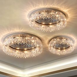 Ceiling Lights Modern Foyer E14 Led Lustre Chrome Steel Mounted Lamp Luxury K9 Crystal Luminarias Indoor Lighting FixturesCeiling