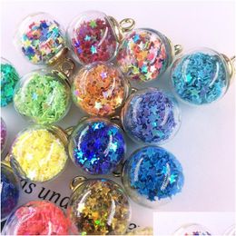 Charms Bk 500Pcs/ Lot 15Mm Colorf Transparent Glass Ball Star Pendant Finding For Hair Jewellery Accessories Earring Dh8Fl