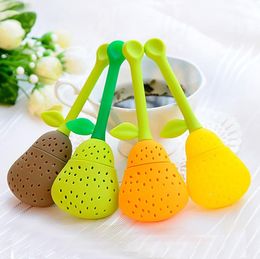 Pear Tea Infuser Silicone Ball Leaf Tea Strainer Brewing Device Herbal Spice Philtre Kitchen Tools SN667
