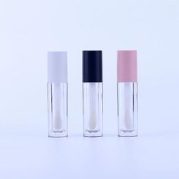 Storage Bottles 12pcs 5ml Lip Gloss Empty Plastic Tubes Exquisite Mini Clear Lipgloss Packaging Container With Pink Matte Lid 3 Colors