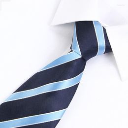 Bow Ties 2023 Fashion Men Business Casual 8cm Striped Navy Blue Tie Wedding Formal For Designers Brand With Gift Box