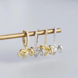 Hoop Earrings Cute Bull's Head Drop Earring Piercing Paved Zircon Pendiente Clips Women For Party Jewellery Accessories Gifts