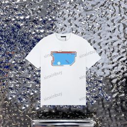 xinxinbuy Men designer Tee t shirt 23ss Paris Colour letters print short sleeve cotton women white black grey blue XS-2XL