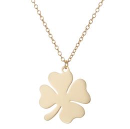 10PCS Flower Four 4 Leaf Clover Pendant Necklace Stainless Steel Fashion Lucky Hollow Outline Pendant Chain Choker Collier Women Jewellery