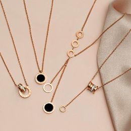 Rose Gold Roman Numeral Hanging Choker Necklace For Women Luxury Party Stainless Steel Pendants Necklaces Fashion Jewellery