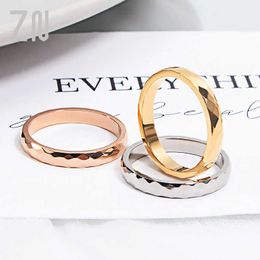 Band Rings ZN New 3MM Minimalist Thin Ring V-shaped Pattern Titanium Stainless Steel Rings For Women Rose Gold Stacking Round Finger Ring G230213
