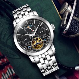 Wristwatches CARNIVAL Top Steel Watches Business Automatic Mechanical Waterproof Sport Men Tourbillon Watch Relogios Masculinos