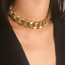 Choker Fashion Exaggerated Punk Necklace Hip Hop Big Golden Silver Plated Chunky Aluminium Thick Chain Jewellery