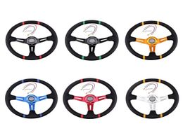Universal 14 inch 350mm leather modification Racing Sports Car Steering Wheel with Horn Button High Quality PVC Race Drifting Spor7357689
