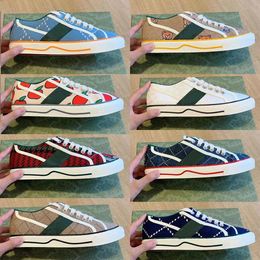 Mit Box Designer Sneakers GGity Shoes Designer Tennis 1977 Sneakers Luxus Canvas Schuhe Beige Blau Washed Jacquard Denim Schuh Ace Rubbe xJ