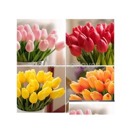 Decorative Flowers Wreaths Pu Touch Home Floral Decor Mini Tip Bouquet Artificial Flower Bunch Orange Drop Delivery Garden Festive Dhyzi