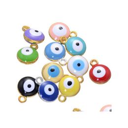 Charms 500 Pcs Gold Sier Plated Evil Eye Charm Turkish Jewellery Protection Lucky Hippie Findings Drop Delive Dhe7M