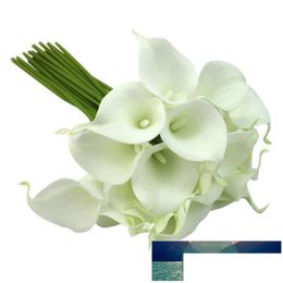 Flores decorativas coronas de flores realesista l￡tex blanco cala lily lisianthus flores grupo 20 entrega de ca￭da casa guar dhlvi