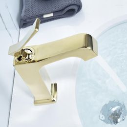 Bathroom Sink Faucets Golden Faucet Brass Wash Basin Deck Mounted Cold And Mixer Tap Single Handle Water Taps