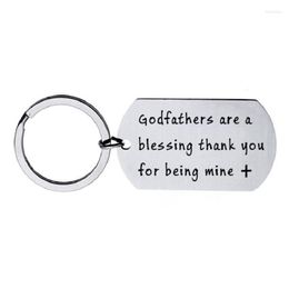 Keychains Fashion White Rings For Keys Simple Lettering Thank You Father Stainless Steel Family Gift Trinket