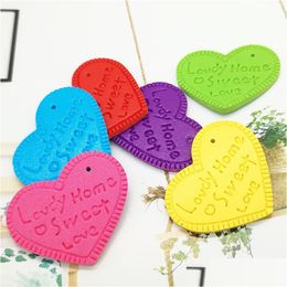 Charms 100Pieces 30Mmx38Mm Assorted Colors Love Heart Leather Keychain Pendants Cavedlovely Home Sweet Drop Delive Dhazh