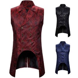 Men's Vests Mens Polyester Fleece Men Sleeveless Lapel Collar Double-Breasted Steampunk Gothic Coat Vest Heavy Sweater MenMen's