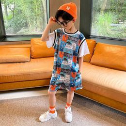 Clothing Sets Year Kids Sportswear Boys Sports Clothes Suit Summer New Children'S Fashion Leisure Stitching Tshirt Pant pcs Set