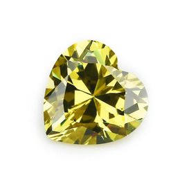 Loose Diamonds High Quality 100 Pcs/ Bag 7X7 Mm Heart Faceted Cut Shape 5A Olive Yellow Cubic Zirconia Beads For Jewellery Dhhwq