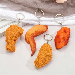 Key Rings 1Pcs Fried Chicken Leg Food Pendant Key Ring For Friend Gift Fashion Creative Simulation Chicken Wings Bag Car Box Keychain K117 G230210