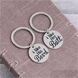 Key Rings 2Pc/Set Keychain Couples I Like Her His Letters Pendant Chain Alloy Car Gift 169 W2 Drop Delivery Jewelry Dhdew