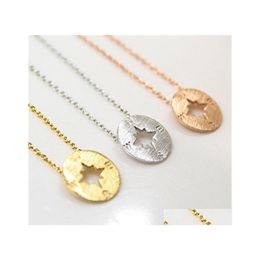 Pendant Necklaces Compass Necklace Round Disc Women Travel Jewellery Unisex Chain Bijoux Graduation Handmade Drop Delivery Pendants Dh9Bn