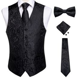 Mens Vests Vests For Men Slim Fit Mens Wedding Suit Vest Casual Sleeveless Formal Business Male Waistcoat Hanky Necktie Bow Tie Set DiBanGu 230213