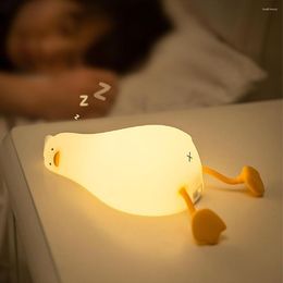 Night Lights USB Rechargeable Duck Nightlight Patting Switch Children Kid Bedroom Bedside Lamp Decoration Atmosphere Table Birthday Gift