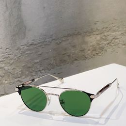 Silver Metal Green Retro Round Sunglasses for Men Pilot Sun Shades Designer Glasses Sonnenbrille gafas de sol UV400 Protection Eyewear with Box