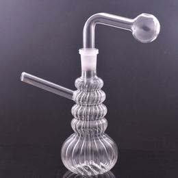 6inch Tall New Design Glass Oil Burner Bong 14mm Joint Hand Size Recycler Ashcatcher Bong Easy To Work Portaable Dab Rig Bong with Smoking Piece Cheapest