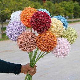 Decorative Flowers Single Emperor Milan Onion Ball Simulation Flower Autumn Wedding Hall Soft Fake Plant Large Hydrangea Home Outdoor Garden