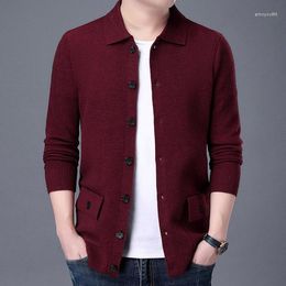 Men's Sweaters 2023 Autum Winter Brand Fashion Knitted Lapel Casual Woollen Men Coats Jacket Man Clothes Cardigan Vintage Sweater