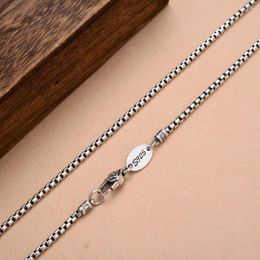 Chains Pure S925 Sterling Silver Men 3mmW Box Chain Vajra Clasp Necklace 60cm 23-26g