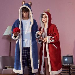 Women's Sleepwear 2023 Christmas Young Robes Cute Squirrel Print Cardigan Hooded Pajamas Brother And Sister Home Couple Casual Tops