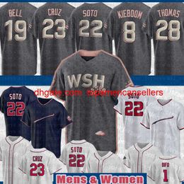 Custom Baseball Jerseys 22 Juan Soto Jersey 23 Nelson Cruz Josh Bell Keibert Ruiz Cesar Hernandez Luis Garcia Carter