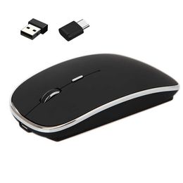 Ratos Mouse sem fio carregável portátil silencioso USB e mouse de modo duplo tipo C 3 DPI ajustável para laptop Mac MacBook Android PC J230607