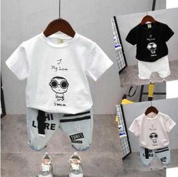 Sets Baby boy Clothes Print shortsleeved Shorts Casual Clothing Children Fashion Jeans loose and Comfortable Kids Years old
