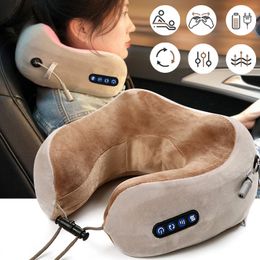 Massaging Neck Pillowws U Shaped Electric Neck Massager Multifunctional Shoulder Kneading Heating Massager Portable Travel Home Car Use Massage Pillow 230211