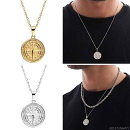 Chains Retro Compasses Shaped Pendant Necklace Women Men Jewelry Vintage Round Chain Stainless Steel Material Dropship