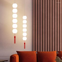 Pendant Lamps Red Lantern Small Chandelier Home Decoration Modern Led Lights Corridor Balcony Chinese El Decor Light Fixture