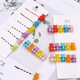 20pcs/children Hair Accessories Mixed Cartoon Panda Bear Hair Clips Barrette Gummy Bear Candy Hairpin Kids Girls-A