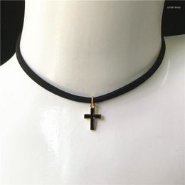 Chains Retro Gothic Choker Necklace Punk Black Velvet Women Short Cross Pendant Collar Jewellery Bijoux Gifts Wholesale